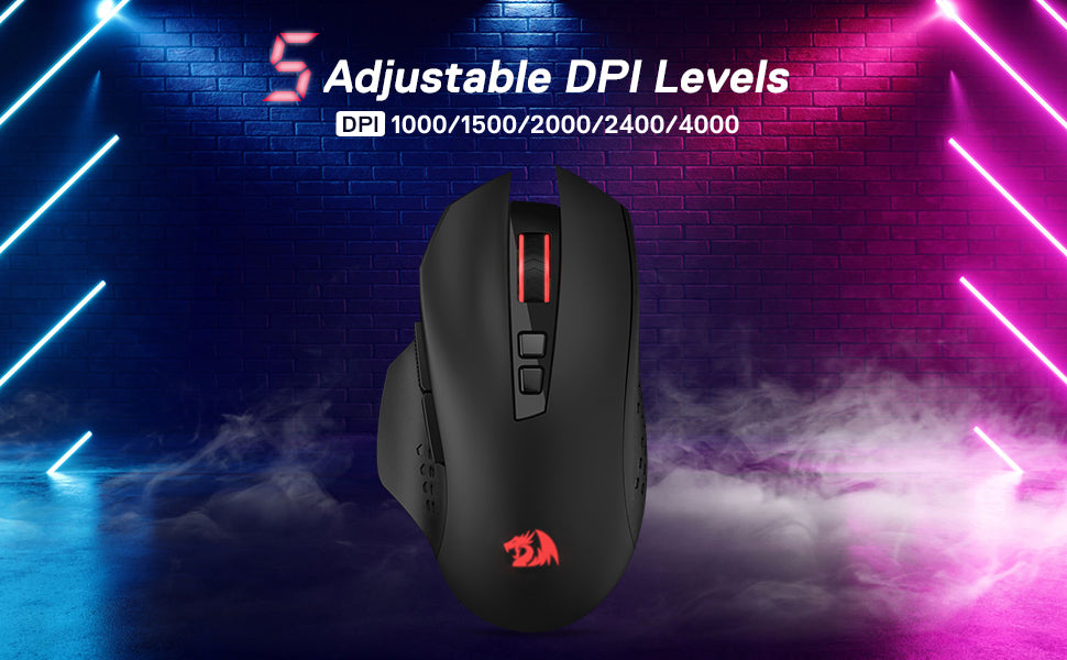 Redragon M656 Gainer Wireless Gaming Mouse – 4000 DPI, 2.4GHz, 7 Macro Buttons, Red LED
