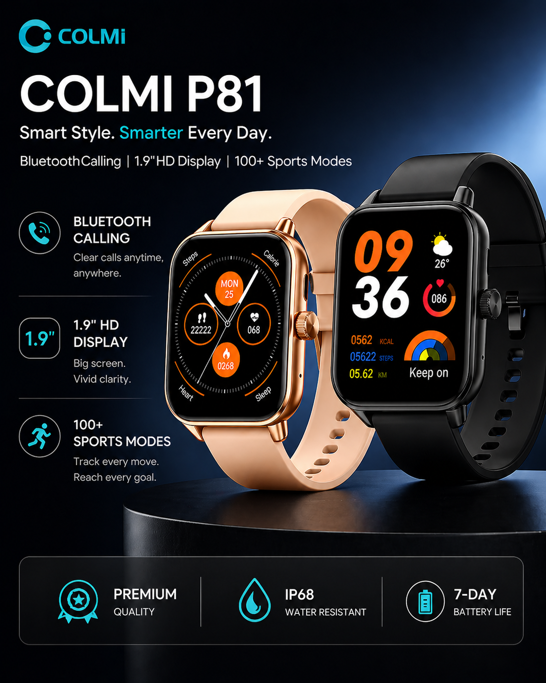 COLMI P81 Smartwatch – Voice Calling, 1.9" HD Display & 100+ Sports Modes