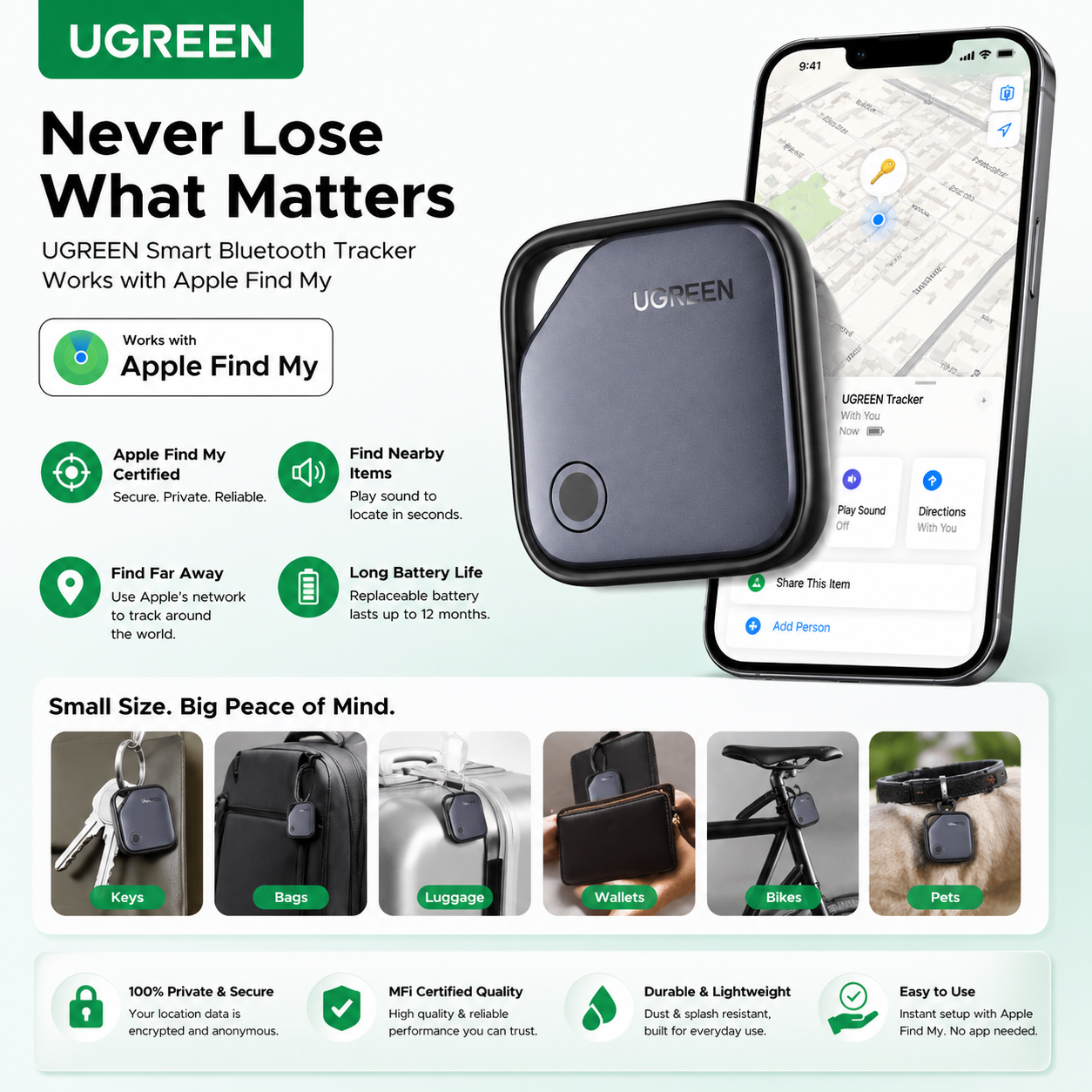 UGREEN Bluetooth Item Tracker – Never Lose Your Keys Again