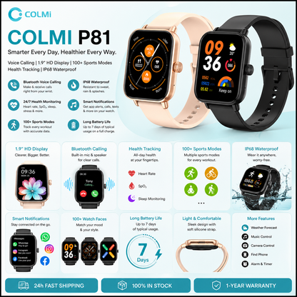 COLMI P81 Smartwatch – Voice Calling, 1.9" HD Display & 100+ Sports Modes