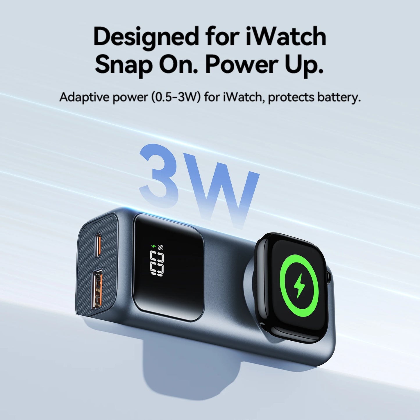 Vention 10000mAh Power Bank – 22.5W, Wireless Charging, Apple Watch Charger, Digital Display