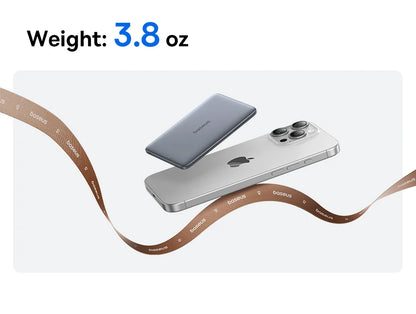 Baseus 5000mAh Magnetic Power Bank – 15W Wireless, 20W Wired, Card-Slim, MagSafe Compatible