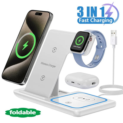 3-in-1 LED Foldable Wireless Charging Station – iPhone, Watch & AirPods