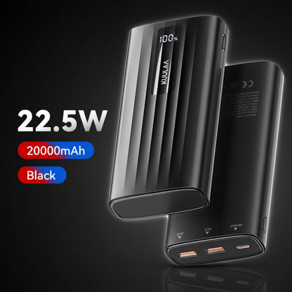 KUULAA Power Bank 22.5W – 10000mAh / 20000mAh, PD Fast Charge, Digital Display, USB-C + USB-A