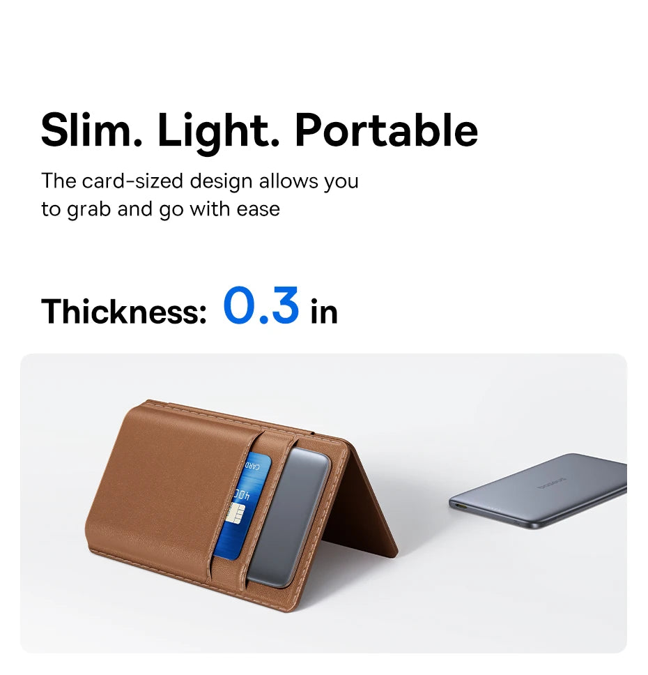 Baseus 5000mAh Magnetic Power Bank – 15W Wireless, 20W Wired, Card-Slim, MagSafe Compatible