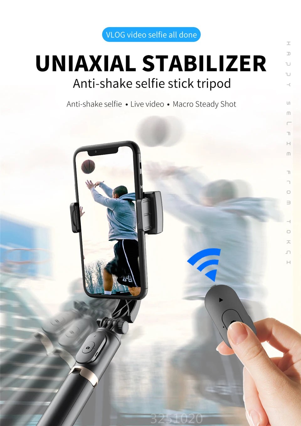 FGCLSY Gimbal Stabilizer Selfie Stick – Foldable Tripod with Bluetooth Shutter
