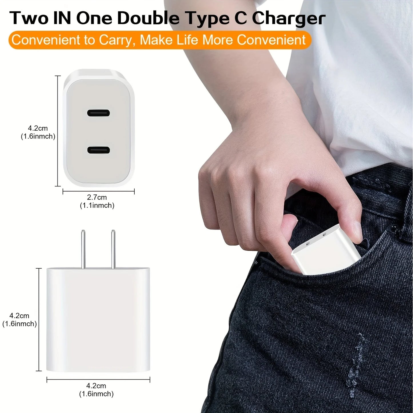 40W Dual USB-C Fast Charging Wall Charger – iPhone Compatible (2-Pack)