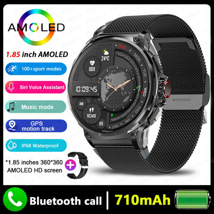 2026 New GPS Track Smart Watch Men 1.85-Inch HD AMOLED Screen 710 Mah Battery Sport Bluetooth Call Smartwatch For Android IOS