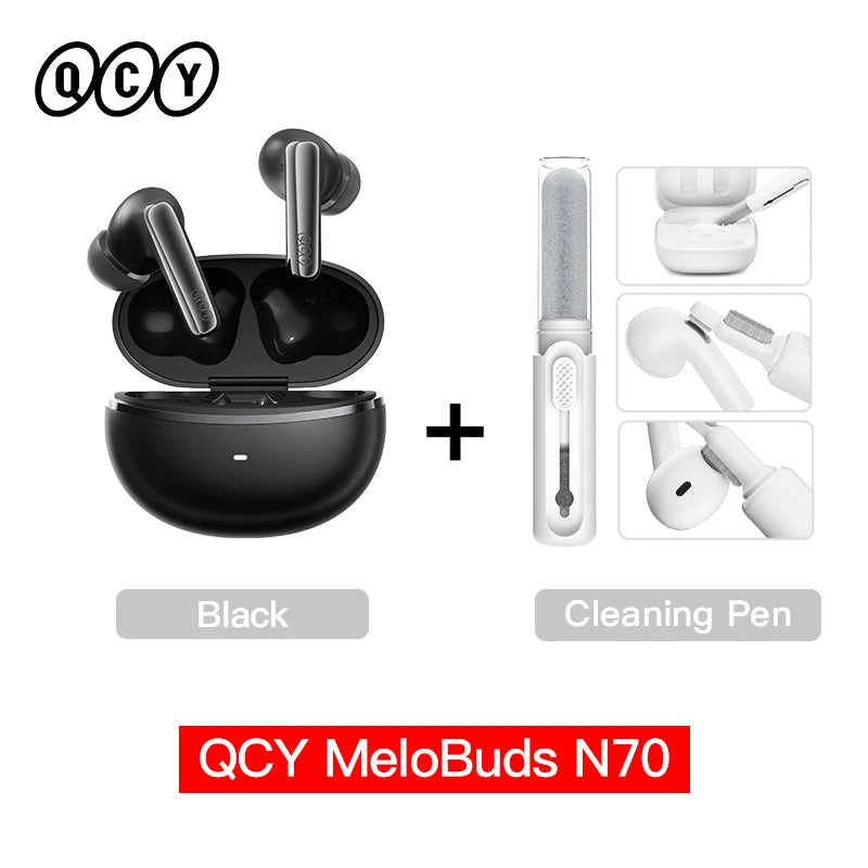 QCY MeloBuds N70 Wireless Earbuds – Adaptive ANC, LDAC Hi-Res, 50H Battery