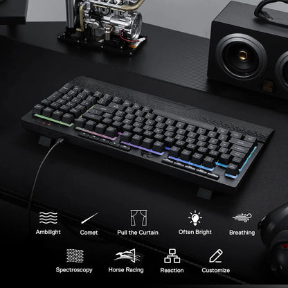 Redragon K515 Shiva RGB Gaming Keyboard – 98 Keys, Smooth Linear Switch, Detachable Wrist Rest