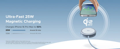 UGREEN Magflow 25W Qi2 Wireless Charging Pad – iPhone 16 & 17