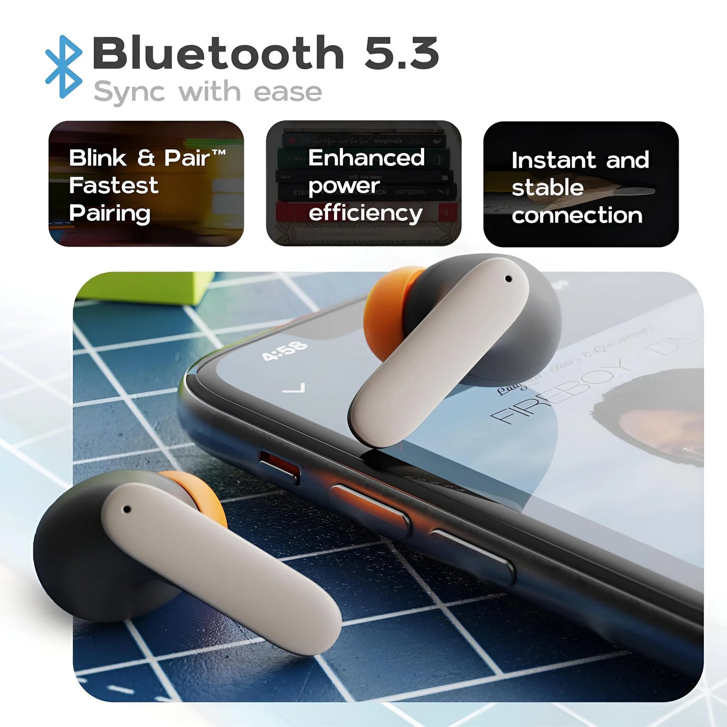 TWS Wireless Earbuds – Bluetooth 5.4, Low Latency Game Mode, Noise Reduction