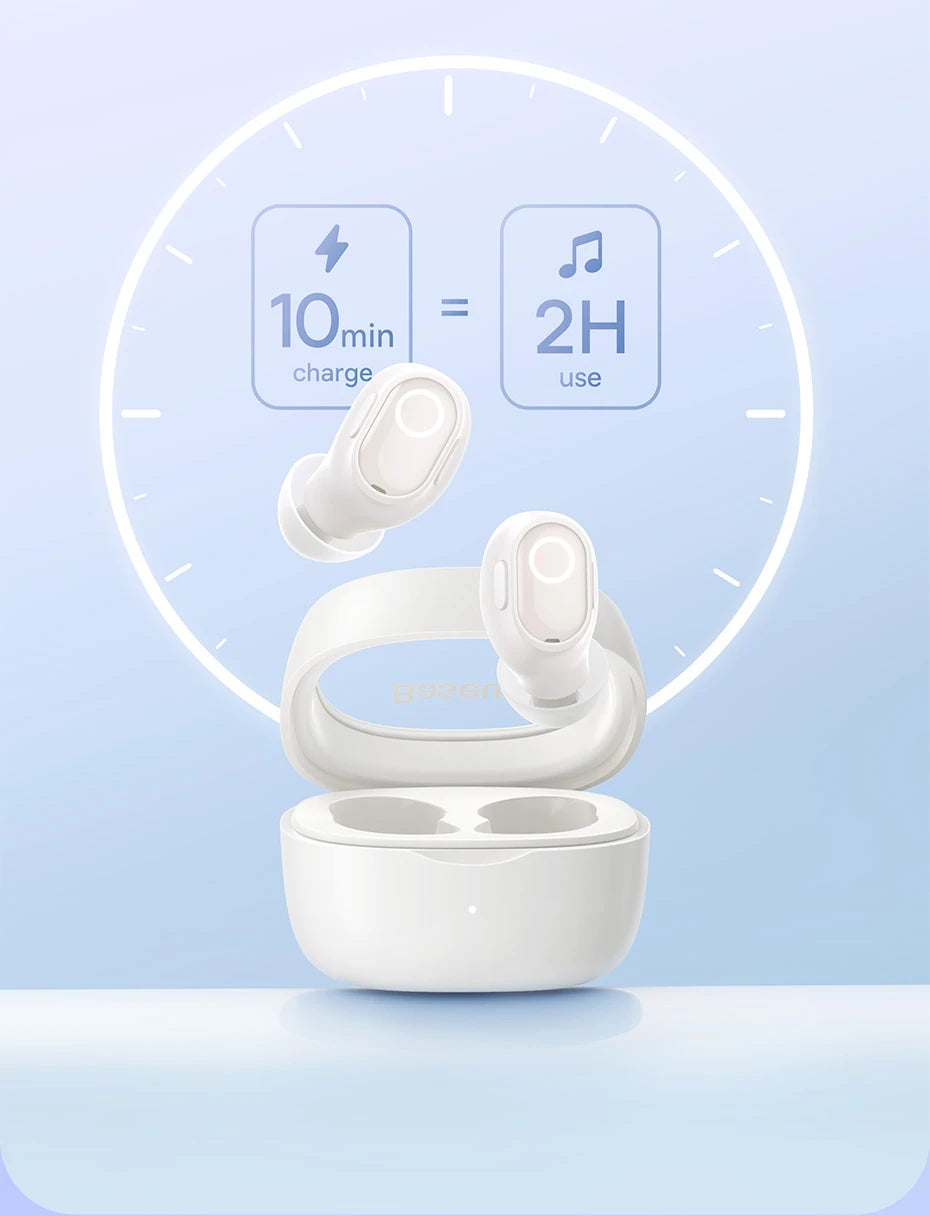 Baseus WM02 True Wireless Earbuds – Bluetooth 5.3, 25Hr Battery, Built-In Mic, USB-C