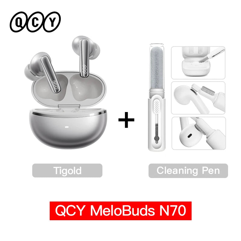 QCY MeloBuds N70 Wireless Earbuds – Adaptive ANC, LDAC Hi-Res, 50H Battery