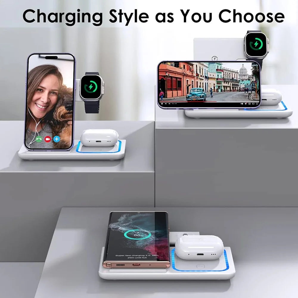 3-in-1 LED Foldable Wireless Charging Station – iPhone, Watch & AirPods