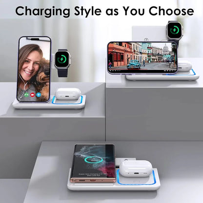3-in-1 LED Foldable Wireless Charging Station – iPhone, Watch & AirPods