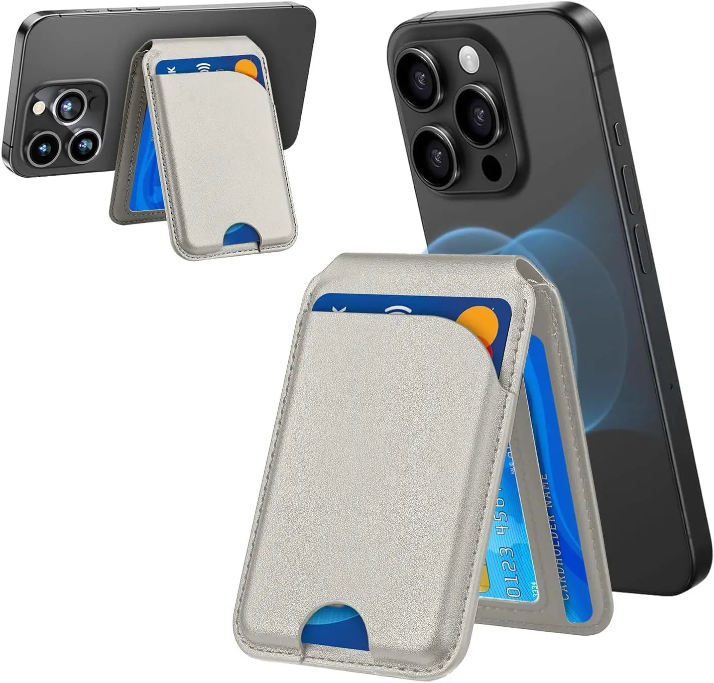 GITFOS Magnetic Wallet Phone Stand – MagSafe Compatible, Leather Card Holder, iPhone 14/15/16/17
