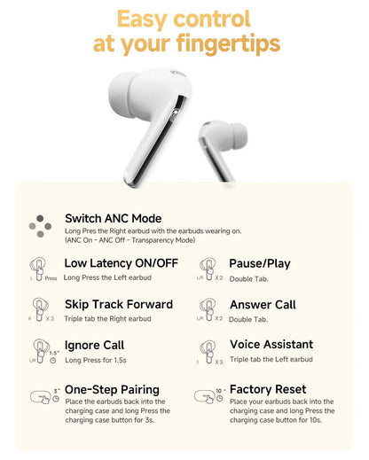 QCY MeloBuds Pro ANC Earbuds – 46dB Hybrid ANC | Hi-Res LDAC | 34Hr Battery