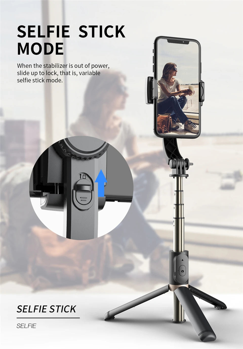 FGCLSY Gimbal Stabilizer Selfie Stick – Foldable Tripod with Bluetooth Shutter