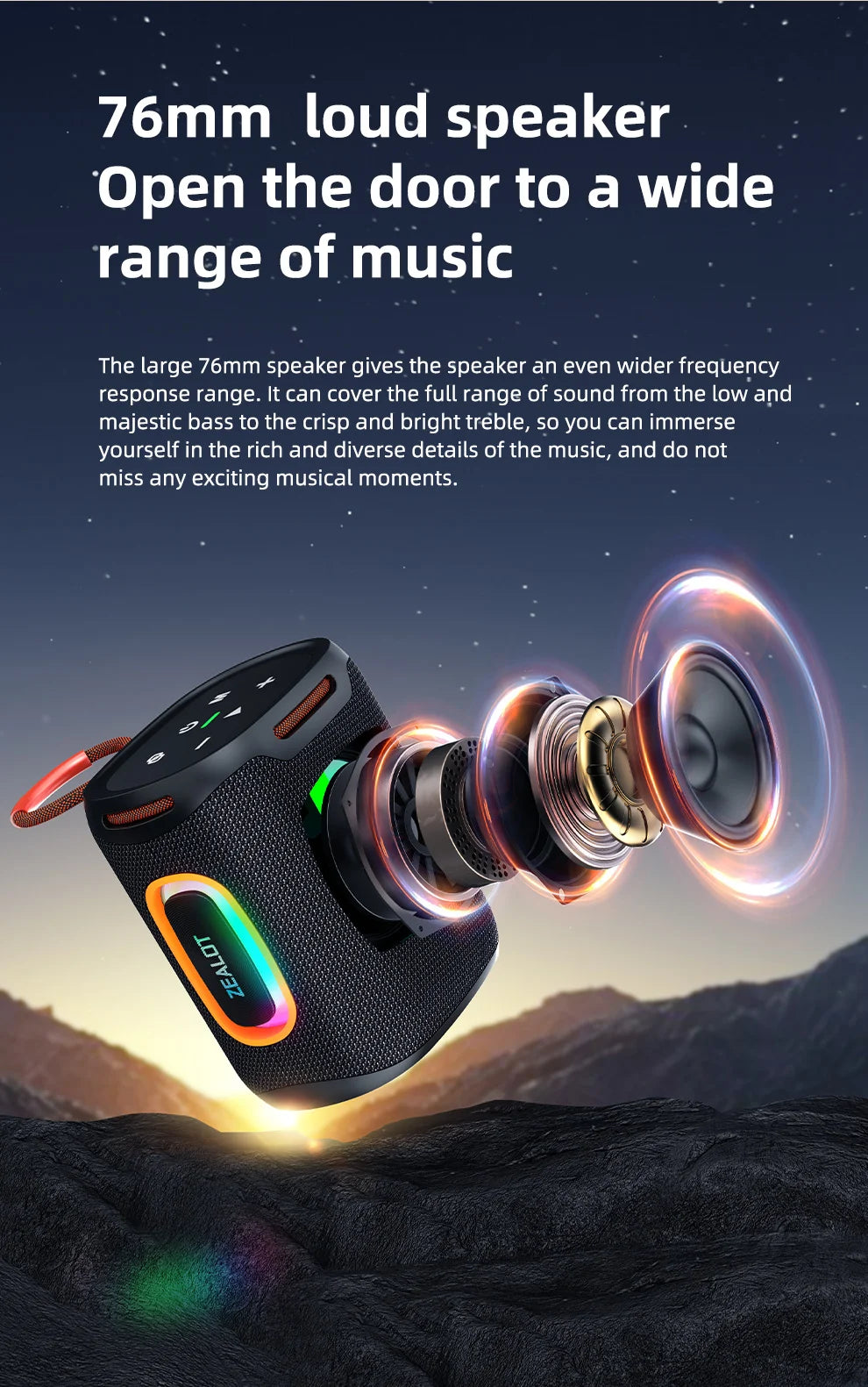 ZEALOT S122 25W Portable Bluetooth Speaker – IPX6 Waterproof, HiFi Stereo, TWS, 20Hr Battery