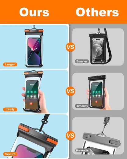 HAISSKY Waterproof Phone Pouch – Clip & Lanyard, Touch Sensitive