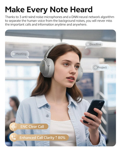 QCY ANC Wireless Headphone H3S 56dB Noise Canceling Hi-Res 3D Spatial Audio Earphone with LDAC Bluetooth 6.0 Over Ear Headset