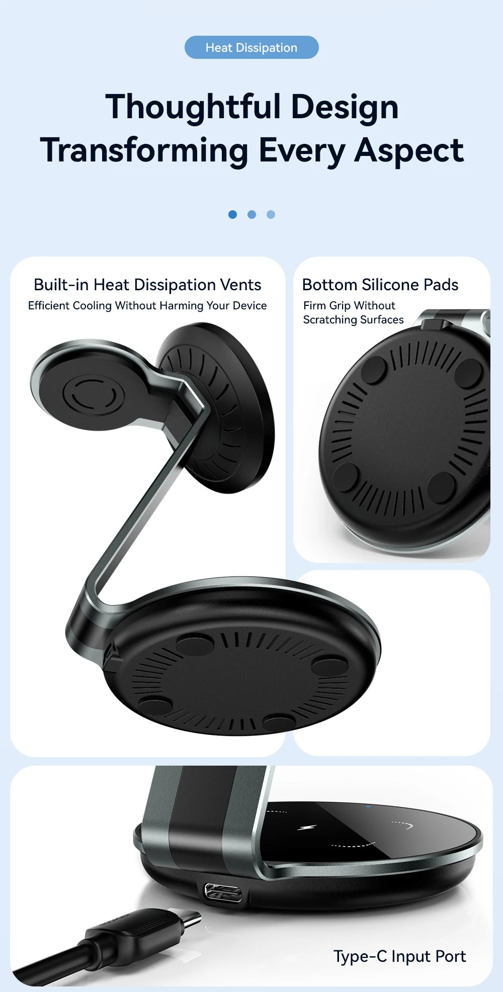 Essager 3-in-1 Magnetic Wireless Charging Stand – iPhone, Watch & AirPods