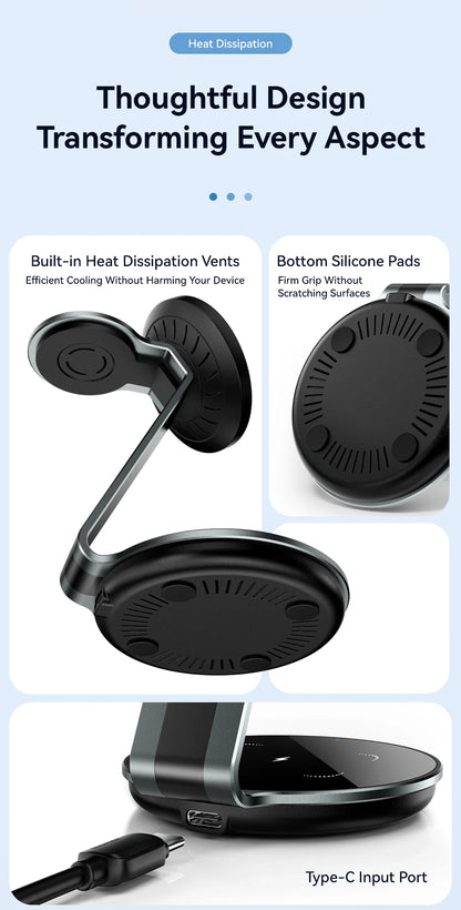 Essager 3-in-1 Magnetic Wireless Charging Stand – iPhone, Watch & AirPods