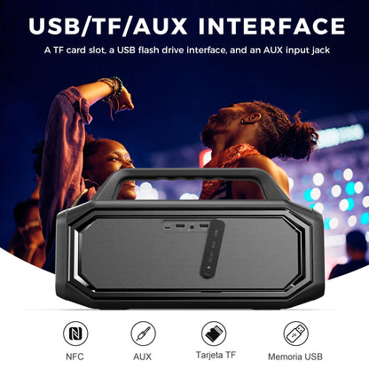 W-KING 80W Portable Bluetooth Speaker – Bass Boost, Stereo Pairing, IPX6, Reverse Charging