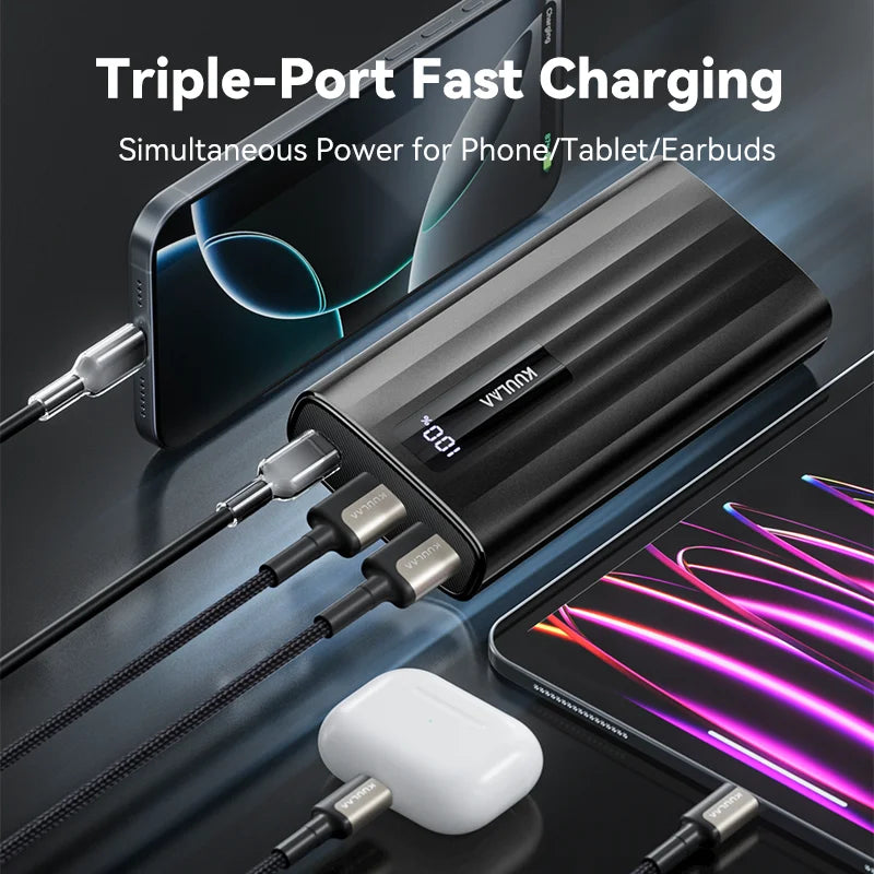 KUULAA Power Bank 22.5W – 10000mAh / 20000mAh, PD Fast Charge, Digital Display, USB-C + USB-A