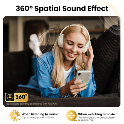 HAYLOU S30 ANC Over-Ear Headphones – 43dB Adaptive ANC, LDAC Hi-Res, 80Hr Battery, Memory Foam