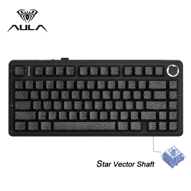 AULA F75 Wireless Gaming Mechanical Keyboard RGB Light Customized 75% Layout Tri Modes Contour Side Carved PBT Keycap Keyboard