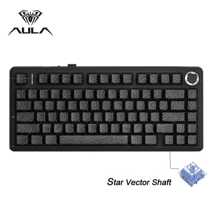 AULA F75 Wireless Gaming Mechanical Keyboard RGB Light Customized 75% Layout Tri Modes Contour Side Carved PBT Keycap Keyboard