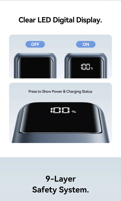 Vention 10000mAh Power Bank – 22.5W, Wireless Charging, Apple Watch Charger, Digital Display
