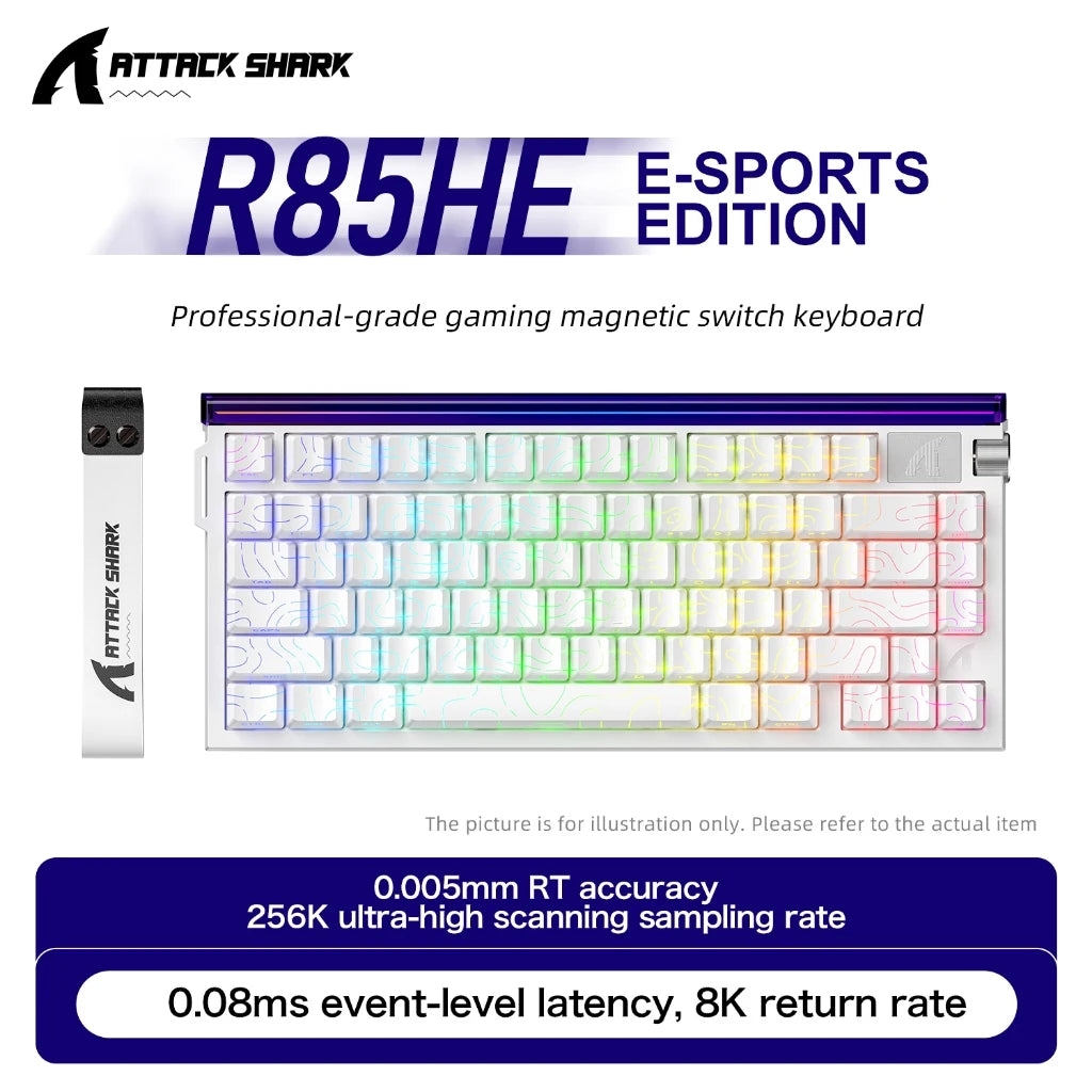 ATTACK SHARK R85HE Magnetic Axis Gaming Wire Keyboard 8KHz Rate 0.005mm RT Precision Adjustable 5 Layer Soundproof Filling RGB