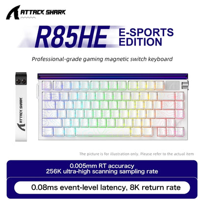 ATTACK SHARK R85HE Magnetic Axis Gaming Wire Keyboard 8KHz Rate 0.005mm RT Precision Adjustable 5 Layer Soundproof Filling RGB