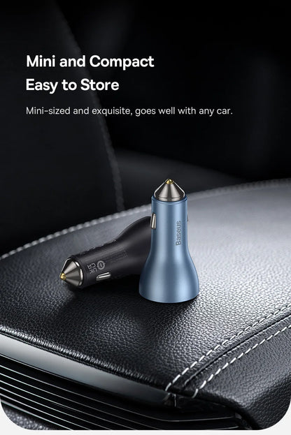Baseus 65W Car Charger — 3-Port USB-C & USB-A, Fast Charging