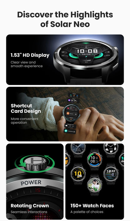 HAYLOU Solar Neo Smartwatch – 1.53" HD Display, 24H Health Monitoring, Bluetooth Calling