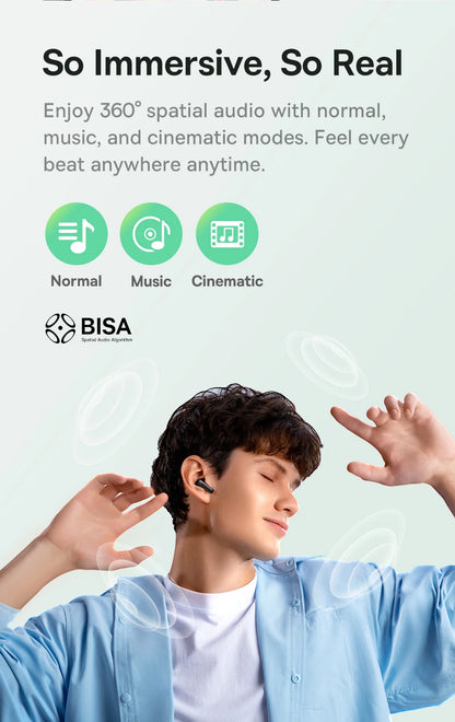 Baseus Bass EP10 ANC Earbuds – -43dB Noise Cancelling, Bluetooth 6.0, 41Hr Battery, 4-Mic ENC
