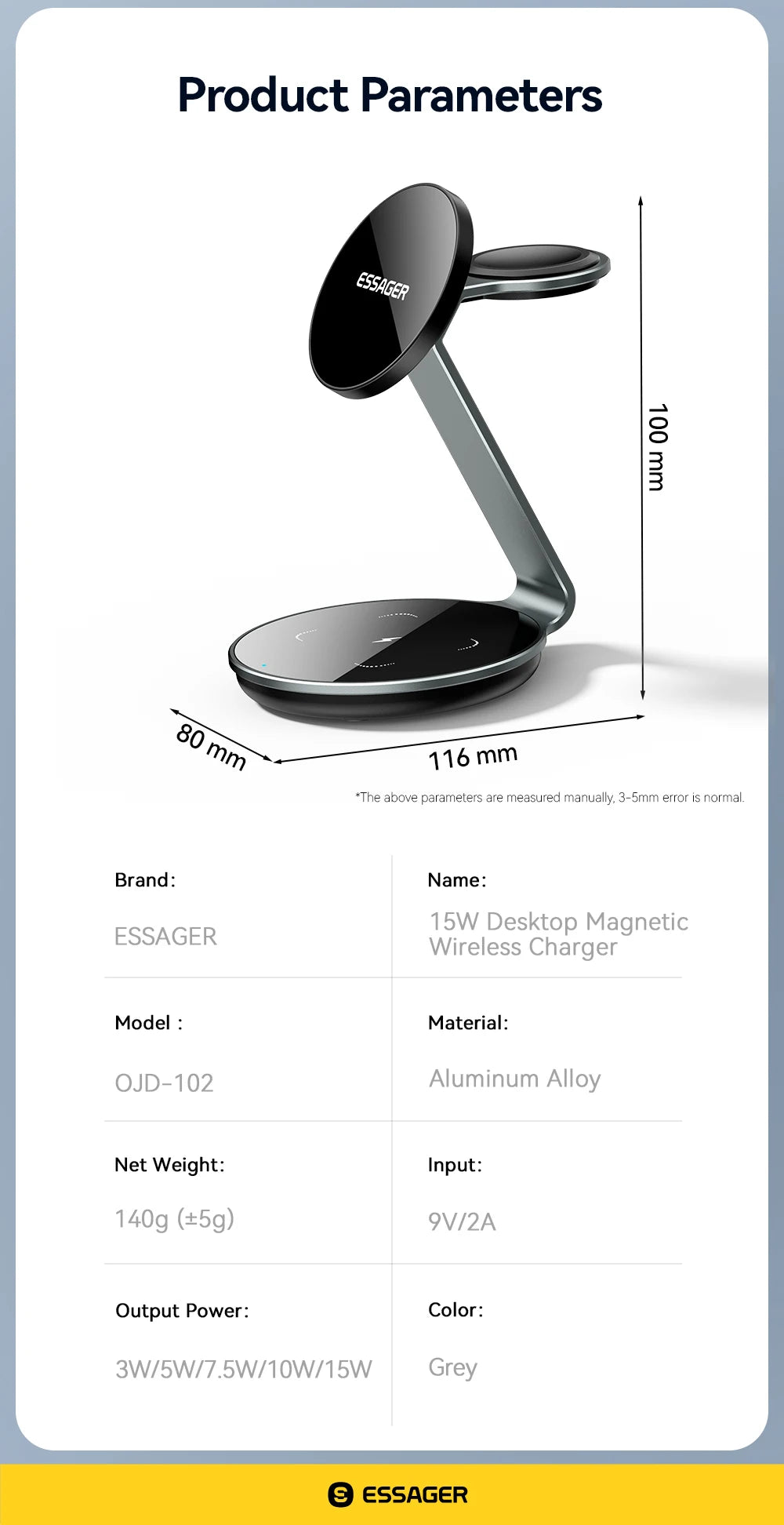 Essager 3-in-1 Magnetic Wireless Charging Stand – iPhone, Watch & AirPods