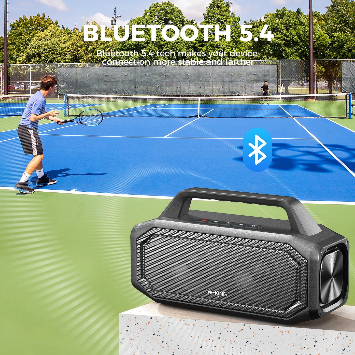 W-KING 80W Portable Bluetooth Speaker – Bass Boost, Stereo Pairing, IPX6, Reverse Charging