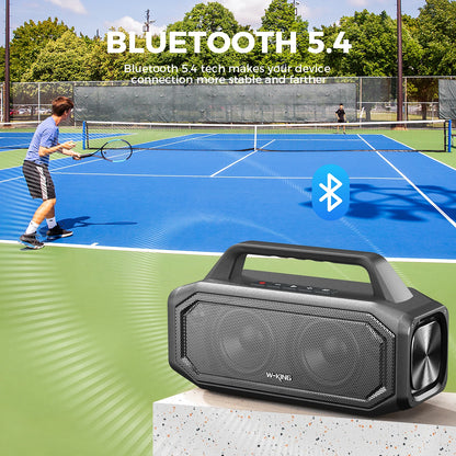 W-KING 80W Portable Bluetooth Speaker – Bass Boost, Stereo Pairing, IPX6, Reverse Charging