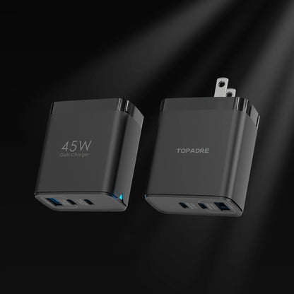 45W 3-Port GaN Wall Charger – USB-C & USB-A (2-Pack)