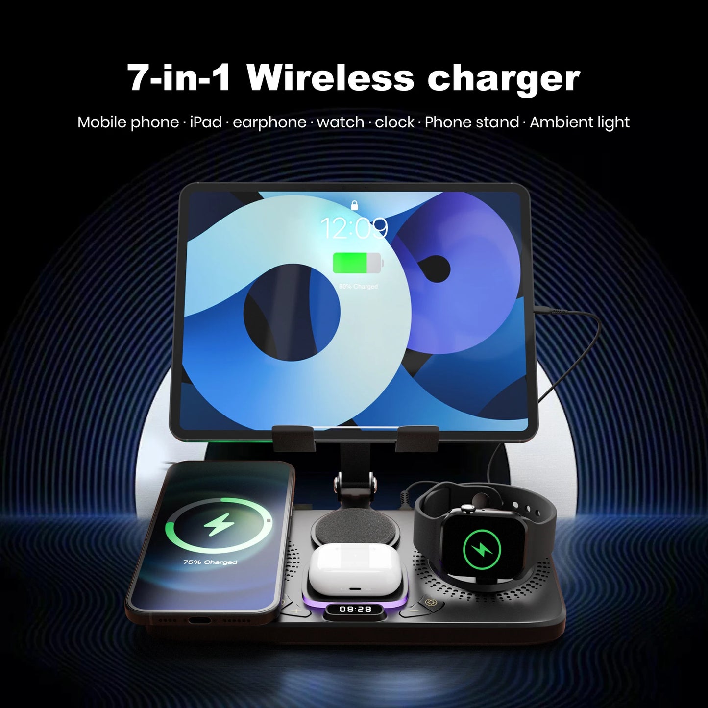 7-in-1 Wireless Charging Station – iPhone, Apple Watch & AirPods