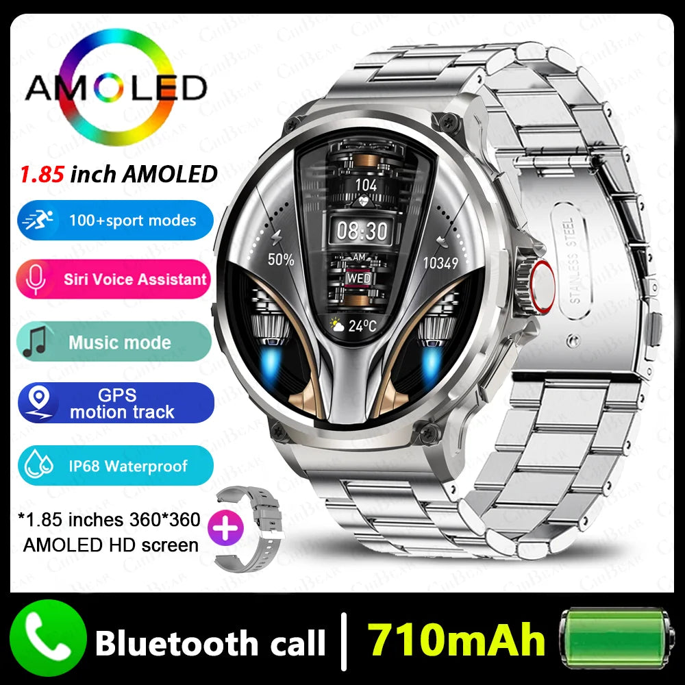 2026 New GPS Track Smart Watch Men 1.85-Inch HD AMOLED Screen 710 Mah Battery Sport Bluetooth Call Smartwatch For Android IOS