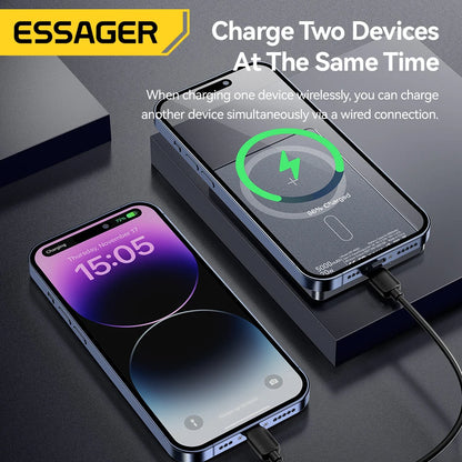 Essager Slim Magnetic Power Bank — 5000mAh, 20W Wireless, MagSafe iPhone 14–17