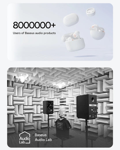 Baseus Bass EP10 ANC Earbuds – -43dB Noise Cancelling, Bluetooth 6.0, 41Hr Battery, 4-Mic ENC
