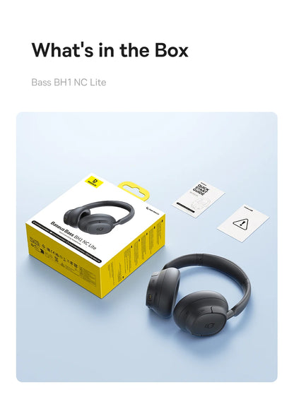 Baseus Bass EH10 NC ANC Headphones  -45dB Noise Cancelling, Bluetooth 6.0, 80Hr Battery, Spatial Audio