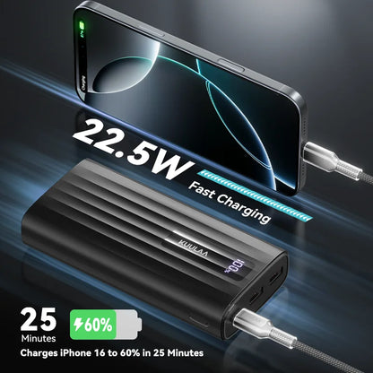 KUULAA Power Bank 22.5W – 10000mAh / 20000mAh, PD Fast Charge, Digital Display, USB-C + USB-A