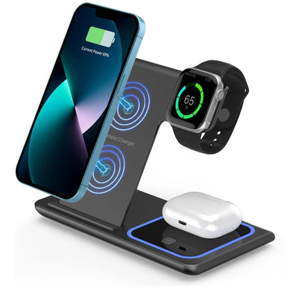 3-in-1 LED Foldable Wireless Charging Station – iPhone, Watch & AirPods